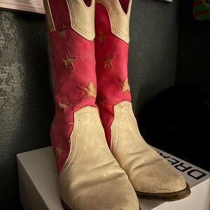 Pink and Cream Star Cowboy Boots